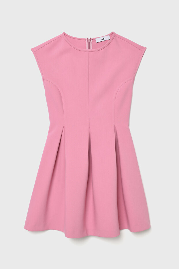 Pileli Mini Elbise - 8