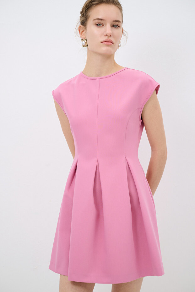 Pileli Mini Elbise - 6