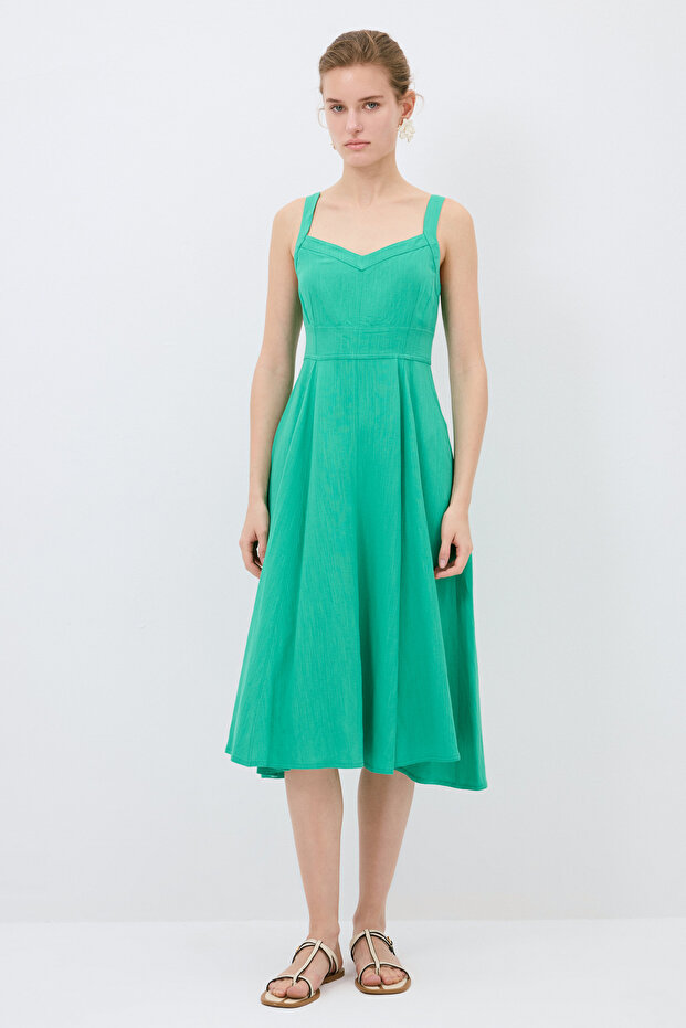 V Yaka Kloş Elbise - 5