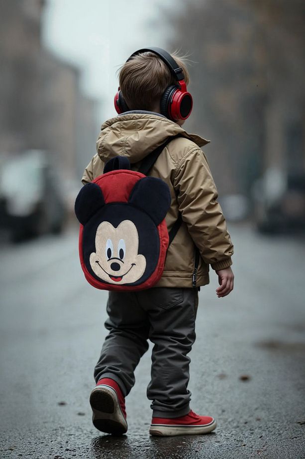 Mickey Mouse Erkek - Kız Çocuk Çantası Premium Nakışlı & At Tüyü Kumaş Çocuk Çantası 0-8 Yaş - 1