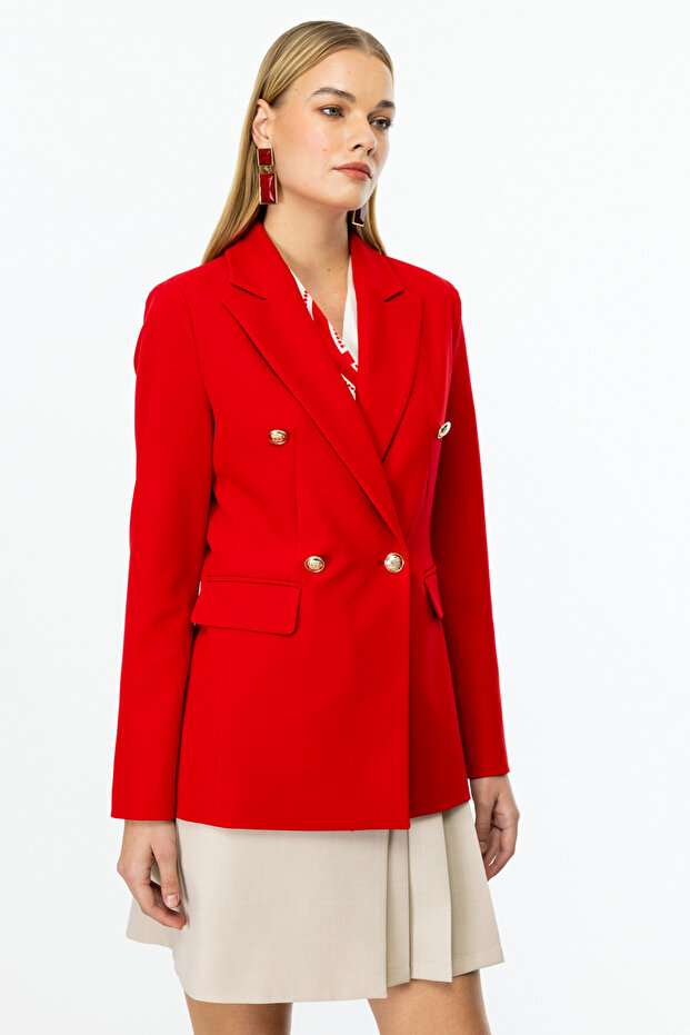 سترة جيب ذات ياقة مزدوجة الصدر - 2