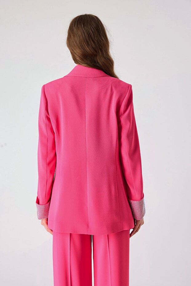 Taş detaylı tek düğmeli ceket - 2