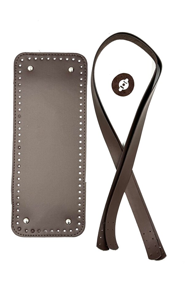 طقم حقيبة محبوكة مستطيلة باللون البني - 1