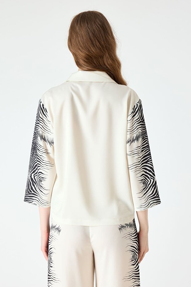 Zebra desenli kısa gömlek - 4