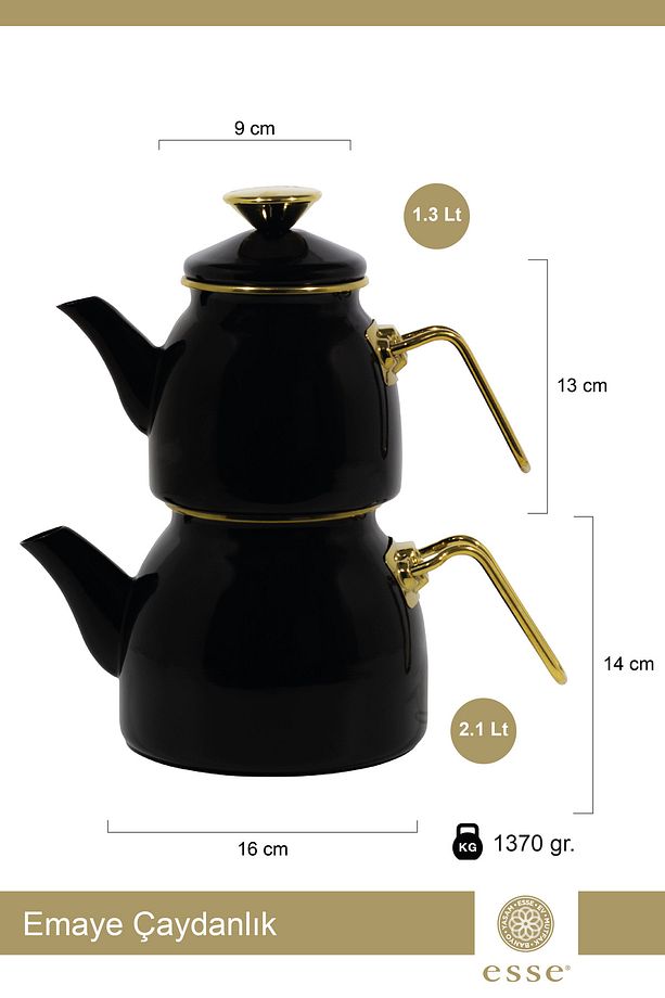 Emaye Çaydanlık Siyah 1.3 2.1 Lt - 2