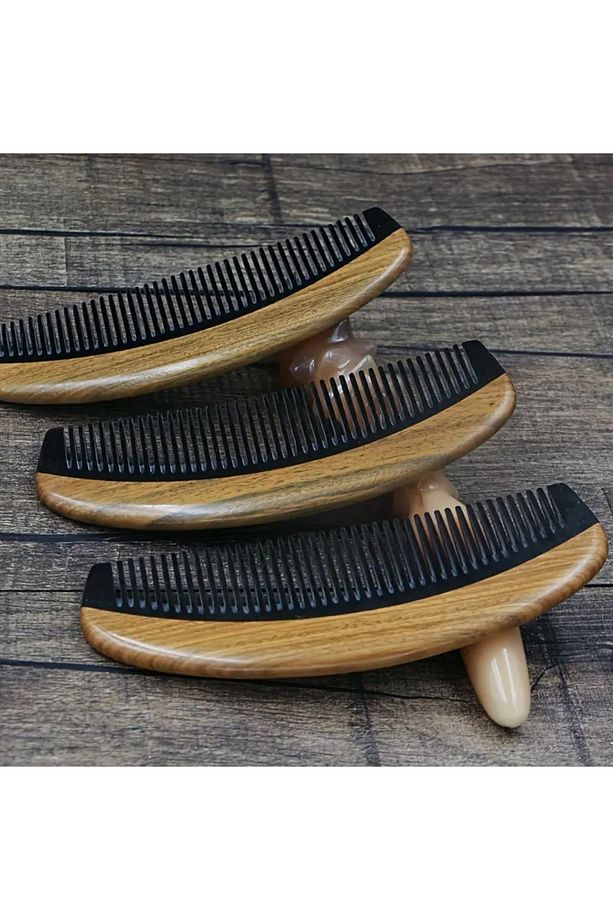 Sandal Ağaçı Kaplamalı Kemik Dişli Tarak Ahşap Saç Tarağı 16 cm AT-130 - 3