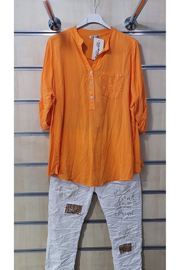 İtalyan Gömlek Pullu Cep Detaylı - 1