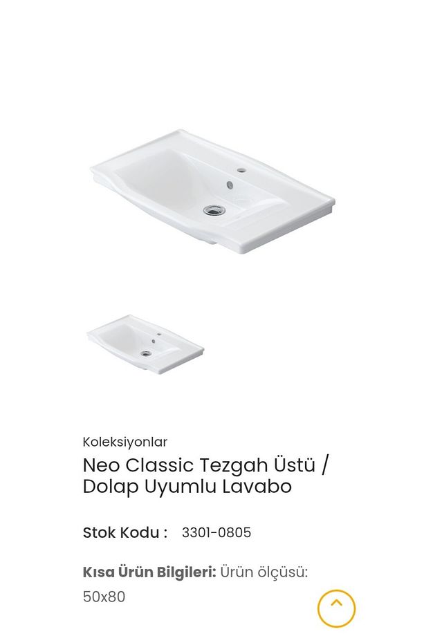 Tezgah Üstü/ Dolap Uyumlu Lavabo Idevit Neo Clasic 50*80 - 2