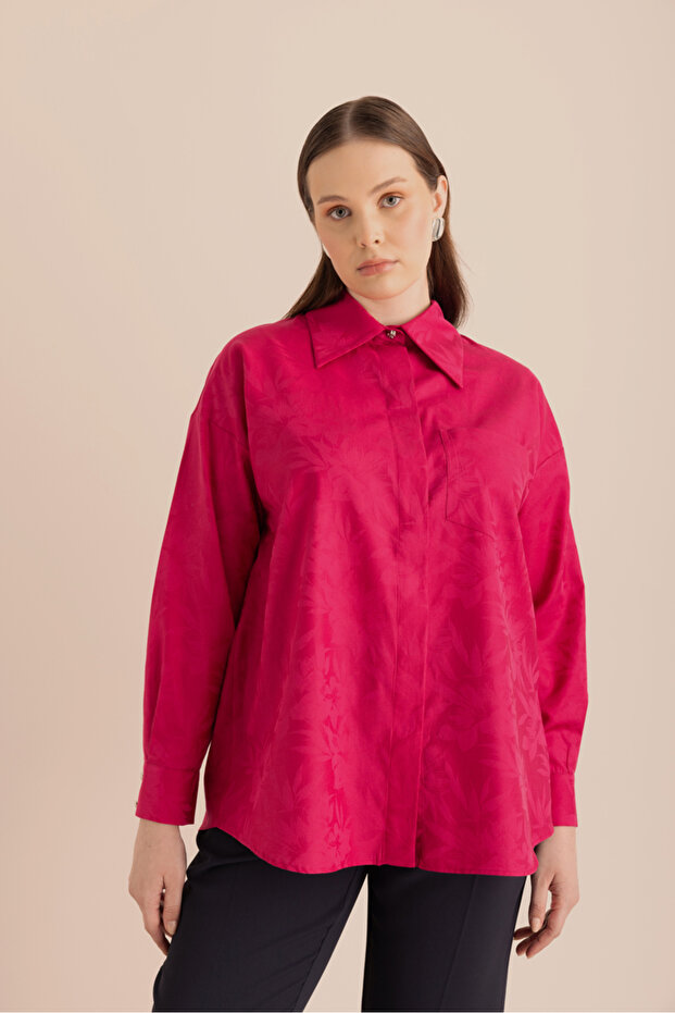 Jacquard Patterned Cotton Shirt - 4