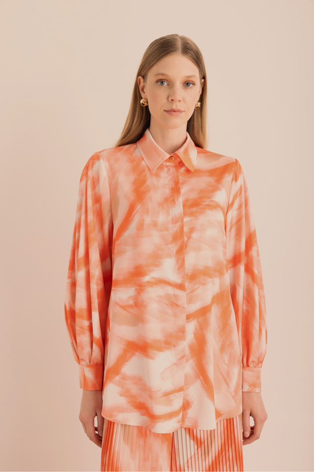 Patterned Satin Shirt - 2