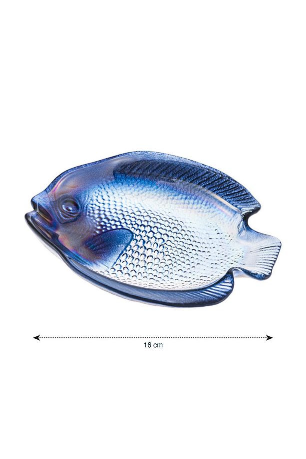 Mavi Balık Figürlü Cam Tabak Seti 2'li 16 Cm - 5