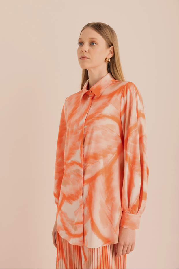 Patterned Satin Shirt - 5