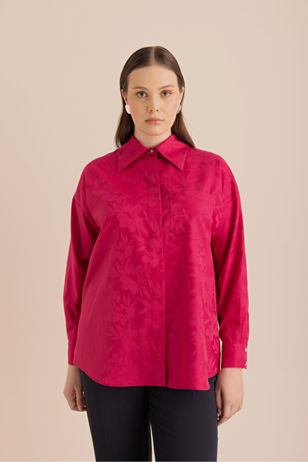 Jacquard Patterned Cotton Shirt - 1
