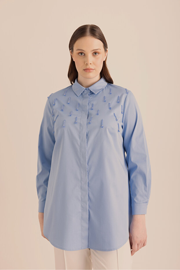 İşlemeli Cotton Gömlek - 2