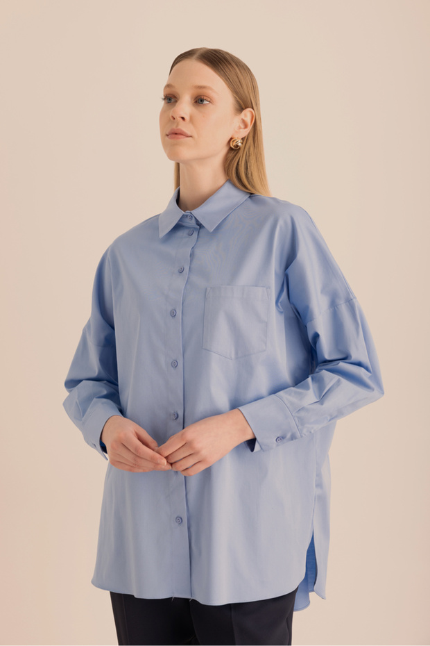 Açık Mavi Cotton Gömlek - 2