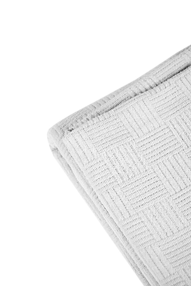 Dama Desen Pamuklu Çift Kişilik Pike Ve Yatak Örtüsü -gri - 5