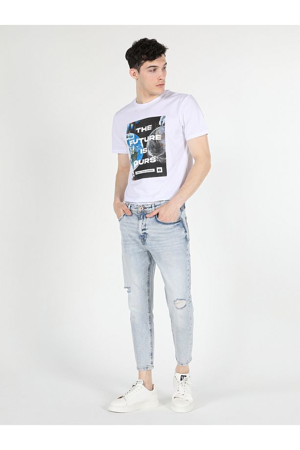 039 Lucas Carrot Fit Drop Crotch Havuç Paça Erkek Mavi Jean Pantolon Cl1059453 - 1