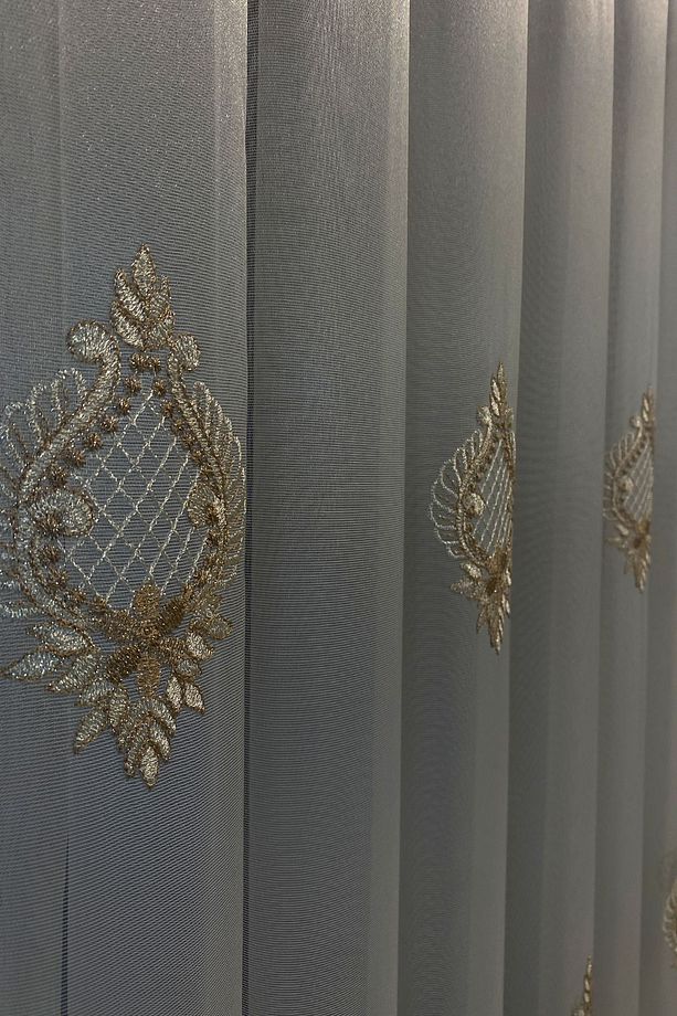 Nakış İşlemeli Desenli Vizon Tül Perde - 3