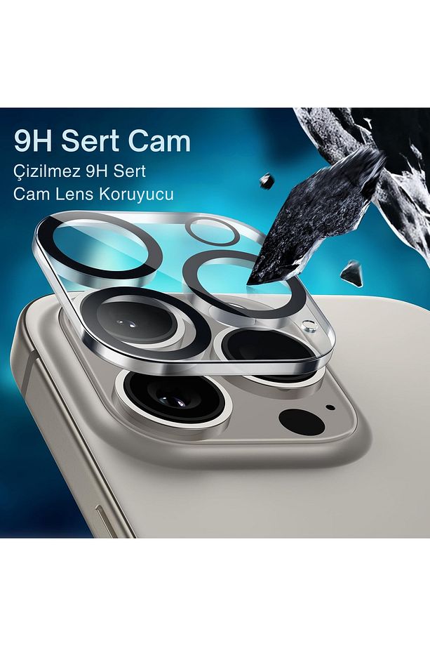 (TAM LENS) iPhone 16 Pro Max / 16 Pro Uyumlu Tek Parça Tam Kapatan Kamera Lens ve Yüzey Koruyucu - 5