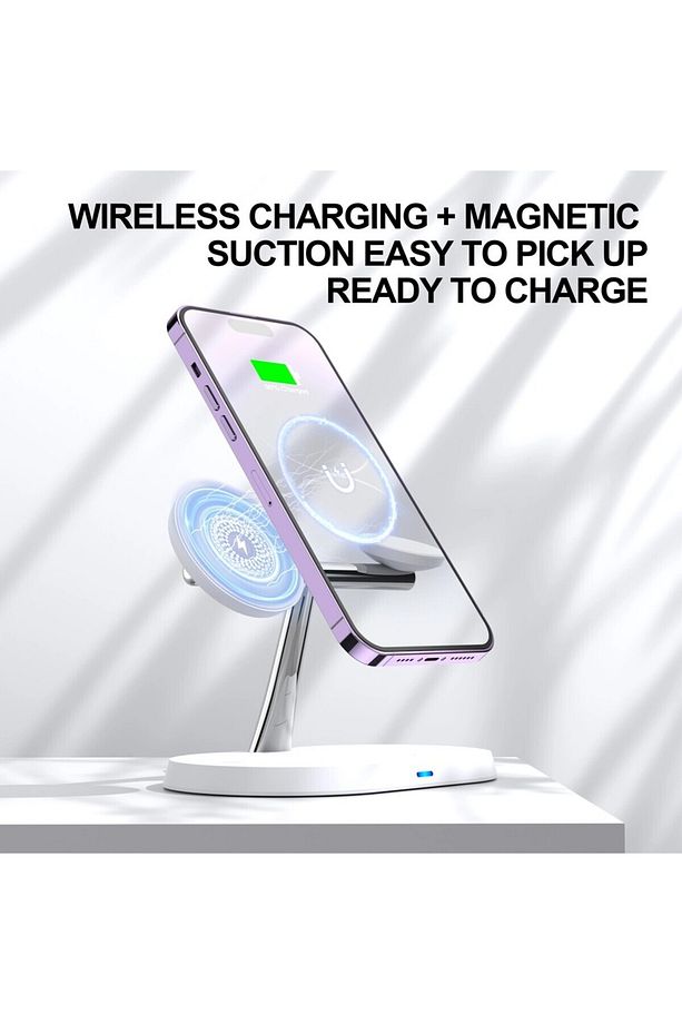 3'lü Wireless Kablosuz Şarj Standı Apple - Android Uyumlu 15W Hızlı Şarj Kulaklık - Saat Şarj Standı - 7