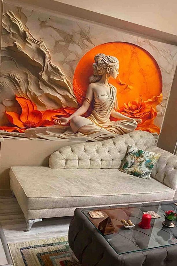 Kaliteli Kumaş, 3D Meditasyon Duvar Halısı Duvar Örtüsü Wall Tapestry - 1