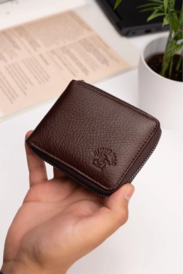 Men's Genuine Leather Wallet and Card Holder - Brown