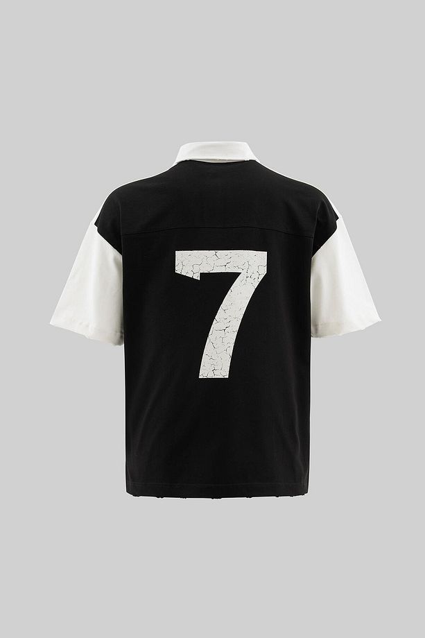 Erkek Printed And Yıkamalı Polo Oversize Ekru Tişört - 2