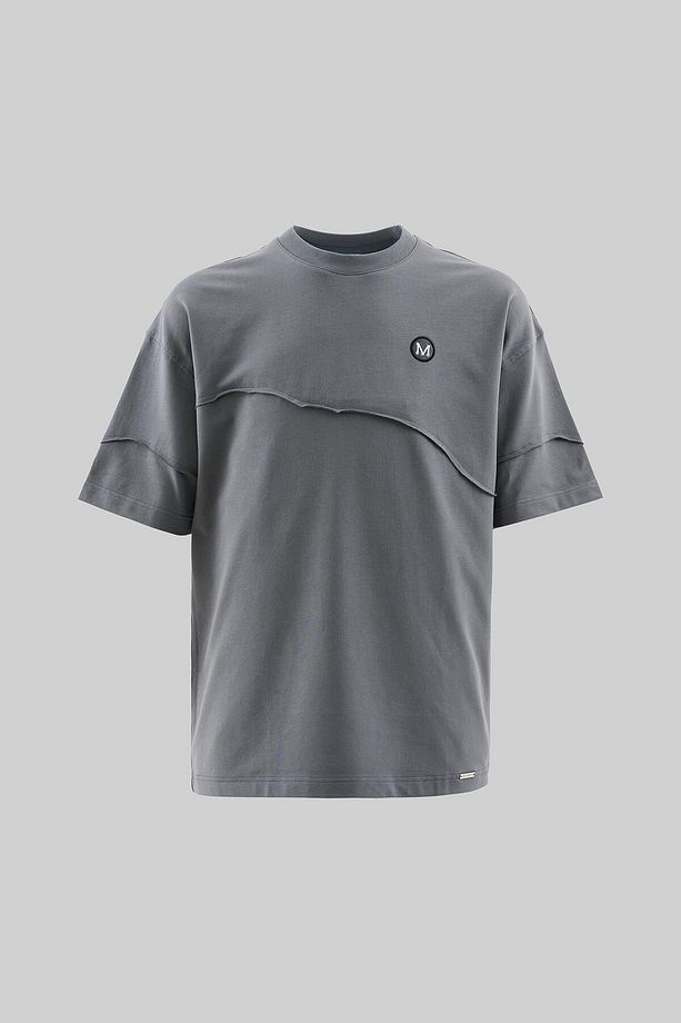 Erkek Technical Embroidered Oversize Smoked Tişört - 1