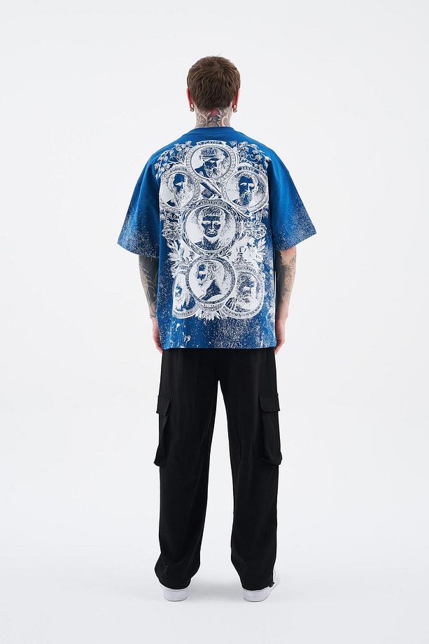 Erkek Philosophers Oversize İndigo Tişört - 7
