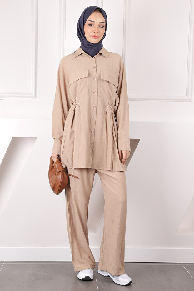 Mink Pocket Tunic Trousers Suit