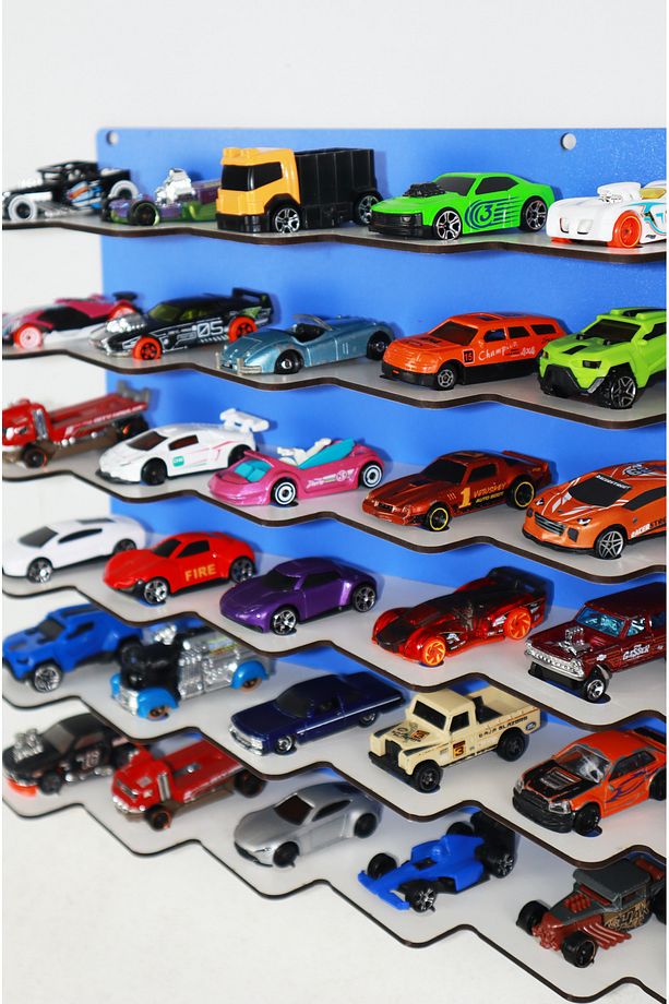 42 Araçlık Ahşap Duvar Rafı ( Hotweels Ve Matchbox )(İSİM YAZDIRMAK IÇİN ISİMLİK ALINIZ) - 4