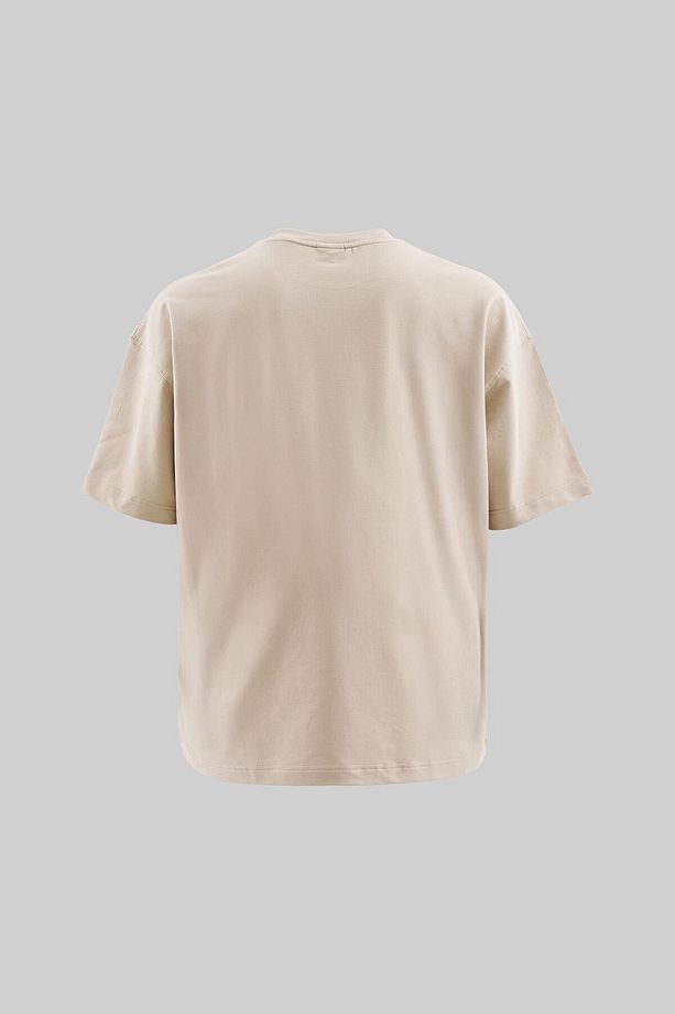 Erkek Splater Look Colored Embroidered Oversize Soft Bej Tişört - 2