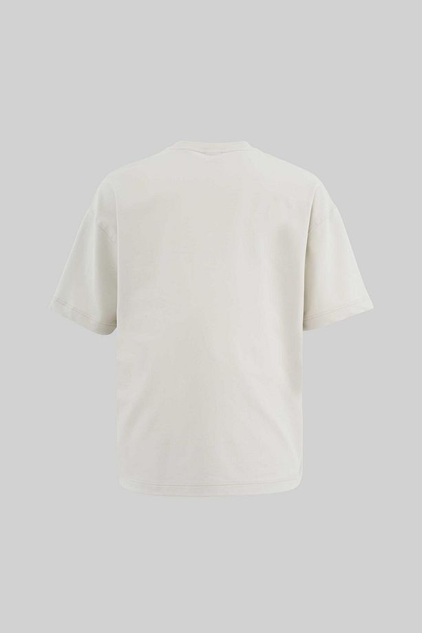 Erkek Label And Print Pocket Oversize Uzay Grisi Tişört - 3