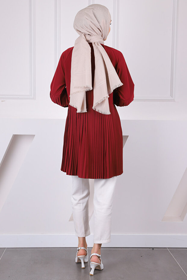 Bordo Piliseli Modal Tunik - 4