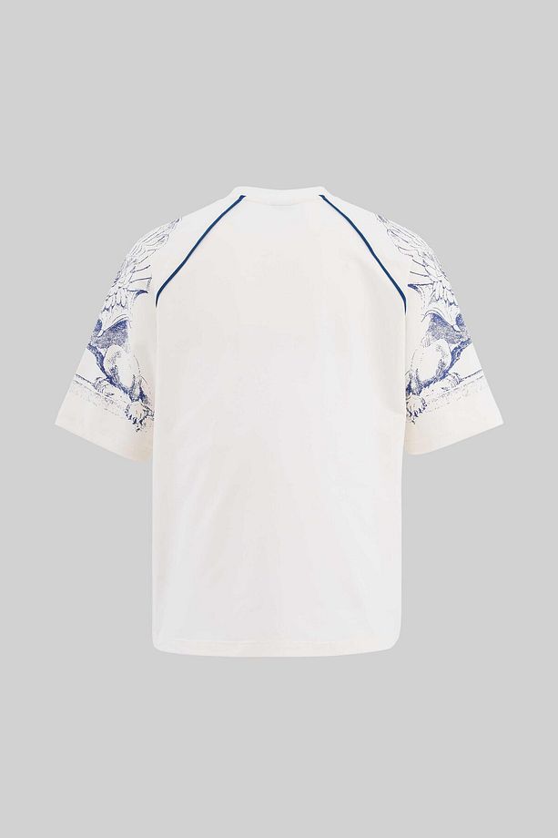 Erkek Hippogriff Raglan Oversize Ekru Tişört - 5