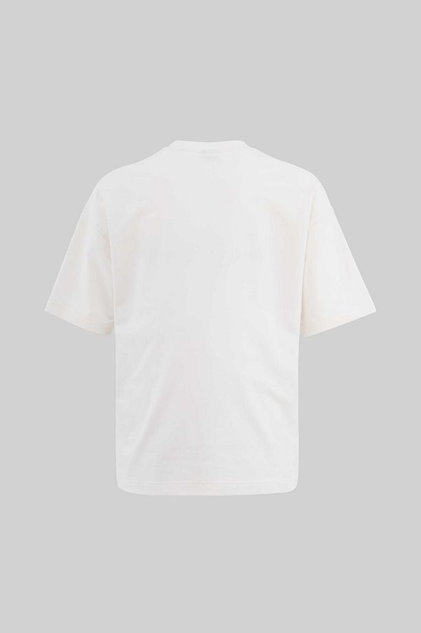 Erkek Label And Print Pocket Oversize Ekru Tişört - 3