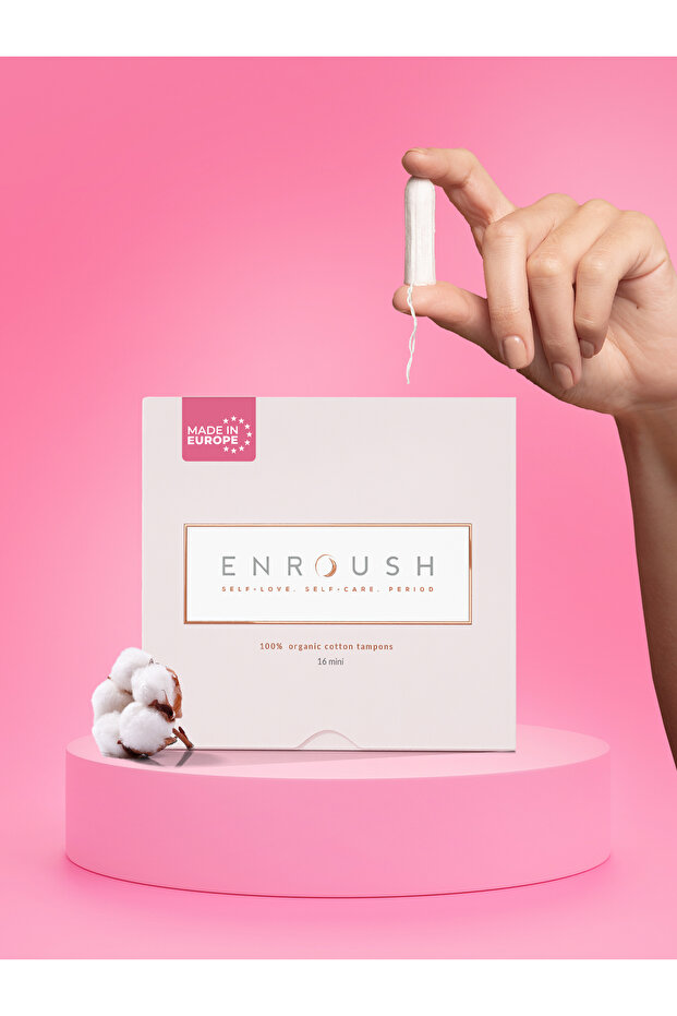 Enroush Mini Tampon I 100% Organik Pamuklu I 16 Adet