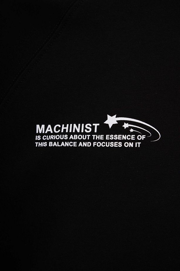 Erkek Slogan Printed Raglan Oversize Siyah Tişört - 3