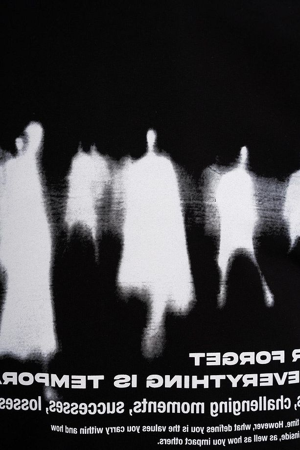 Erkek Abstract People Printed Oversize Siyah Tişört - 3