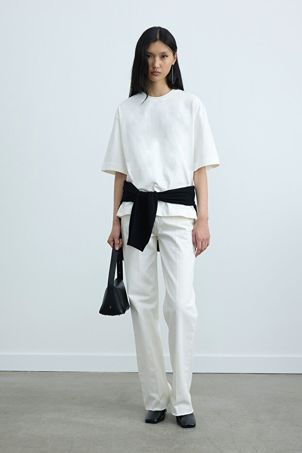 Ekru Nox Oversize Tişört - 1