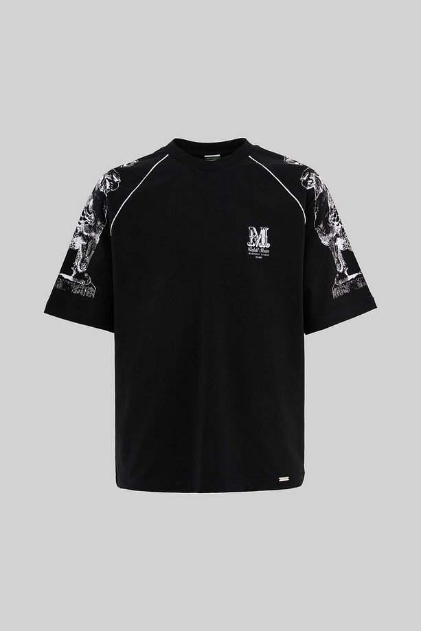 Erkek Hippogriff Raglan Oversize Siyah Tişört - 1