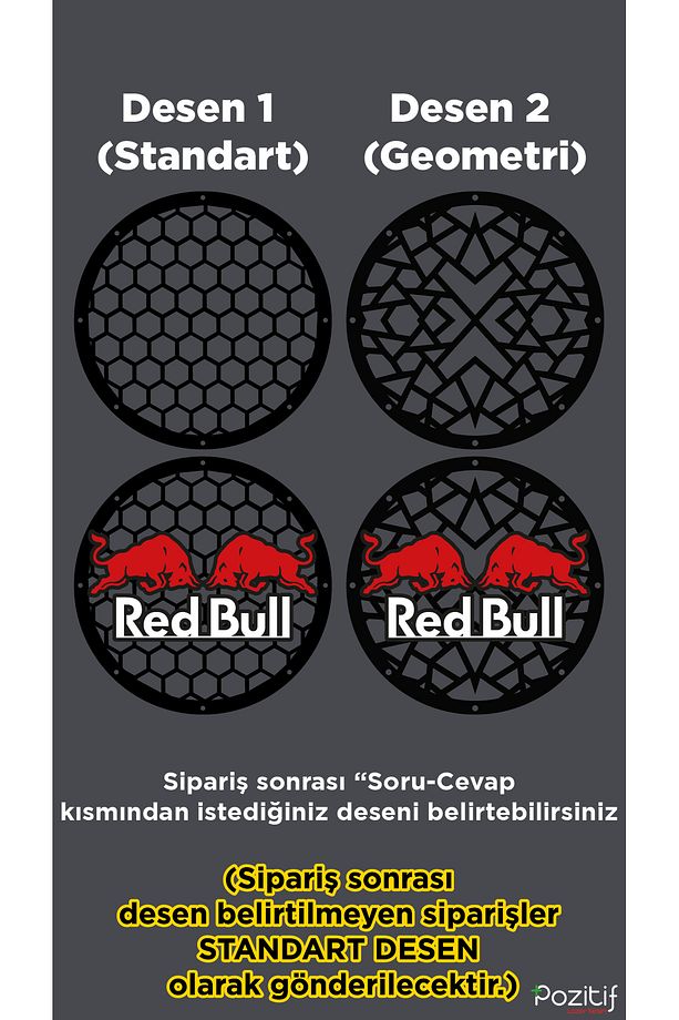 20cm Red Bull Yazılı Dayanıklı Pleksi Midrange Kapağı, Hoparlör Kapağı (2 ADET) - 2