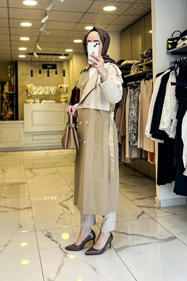 Sedna Camel Çift Renkli Trençkot - 3