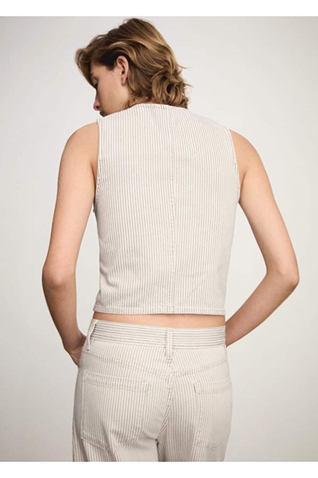 Çizgili fermuarlı yelek - 3