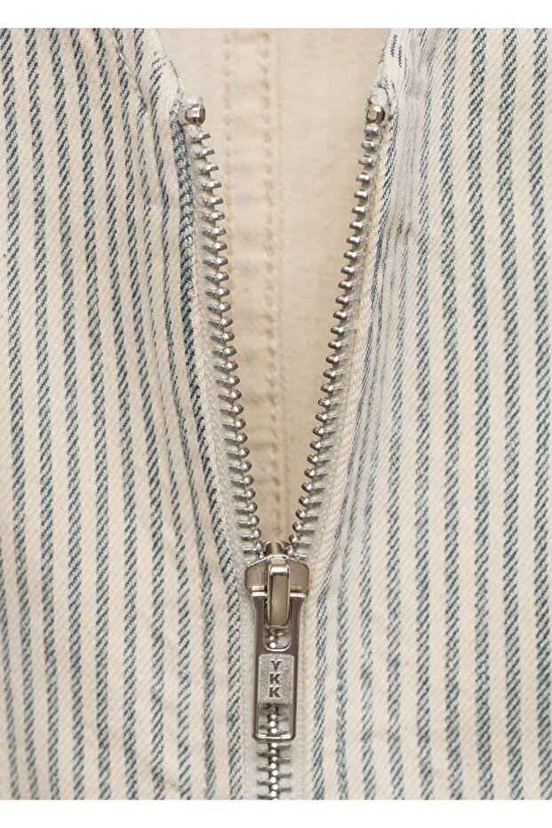 Çizgili fermuarlı yelek - 5