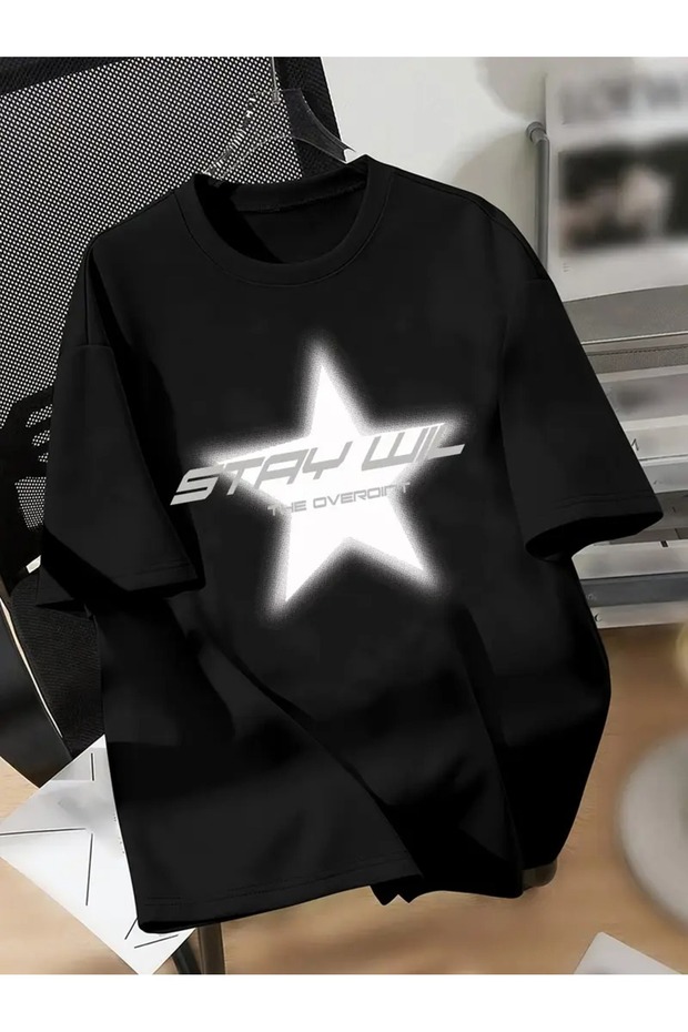 T-Shirt - Lightweight Comfortable Short Sleeve T-Shirt, Bold Star Design for Summer Casual