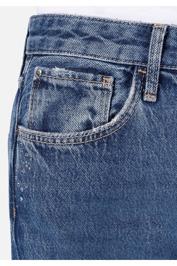 970 Berry Regular Fit Yüksel Bel Geniş Paça Kadın Mavi Jean Pantolon - 5