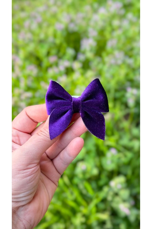Purple Velvet Hairless Baby Buckle Bow Buckle
