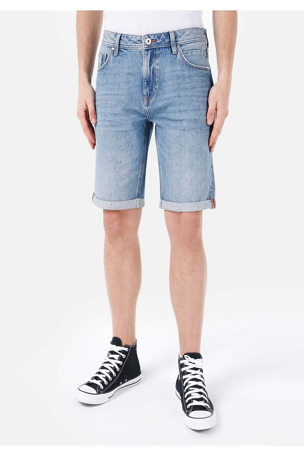 Regular Fit Orta Bel Erkek İndigo Jean Şort - 4