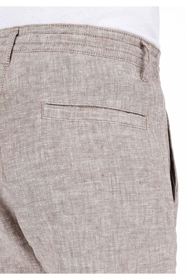 Regular Fit Orta Bel Düz Erkek Kahverengi Şort - 6